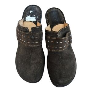 Born Brown Suede Wedge Clogs Size USA 9M/W/EU 40.5 EUC